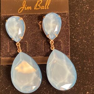 Jim Ball Sky Blue Teardrop Dangle Earrings